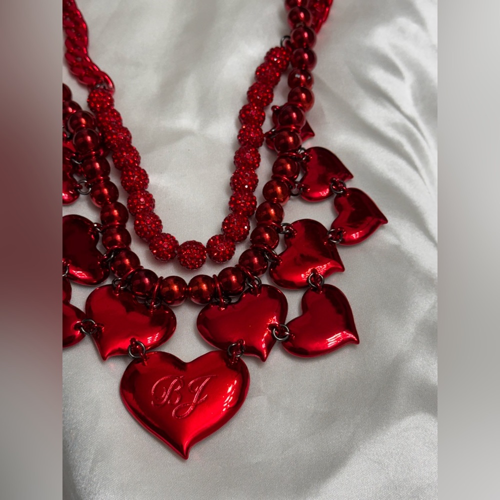 NWT❤️Betsey Johnson Red Love Spell Bib Necklace ❤️ 💎 - Picture 5 of 10